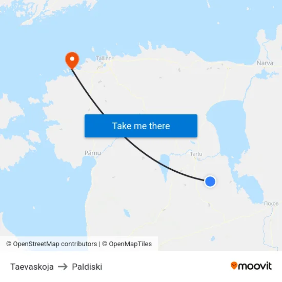 Taevaskoja to Paldiski map