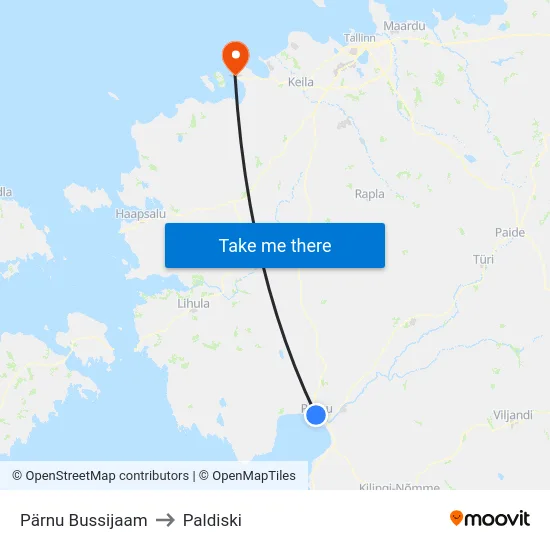 Pärnu Bussijaam to Paldiski map