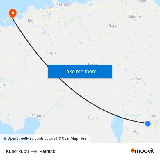 Kullerkupu to Paldiski map