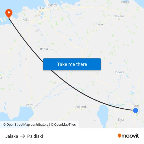 Jalaka to Paldiski map