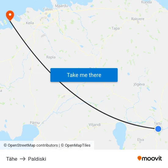 Tähe to Paldiski map