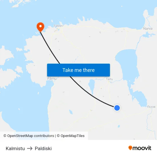 Kalmistu to Paldiski map