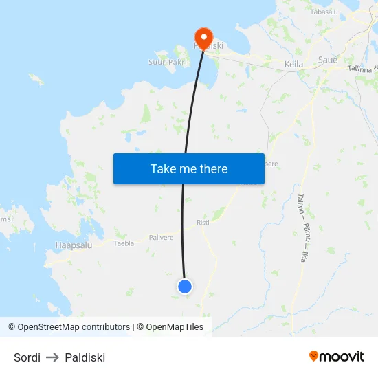 Sordi to Paldiski map