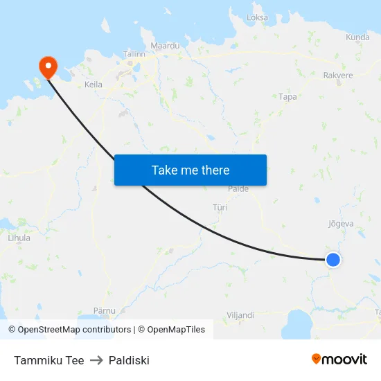 Tammiku Tee to Paldiski map