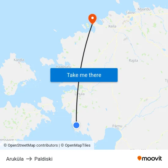 Aruküla to Paldiski map
