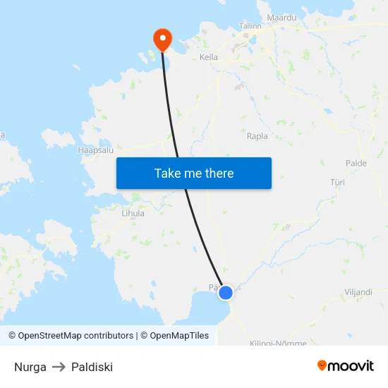 Nurga to Paldiski map