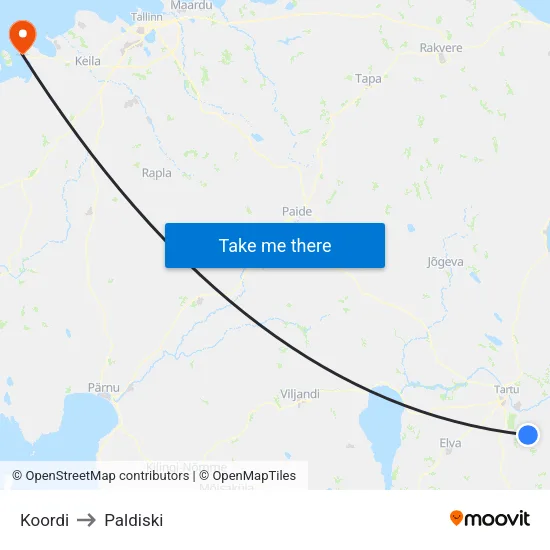 Koordi to Paldiski map