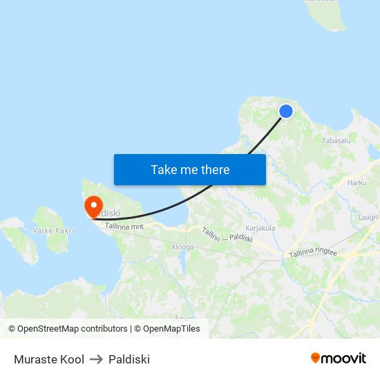 Muraste Kool to Paldiski map