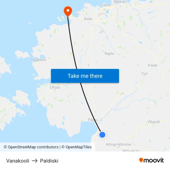 Vanakooli to Paldiski map