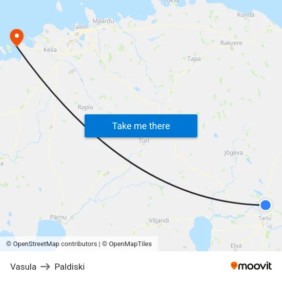 Vasula to Paldiski map