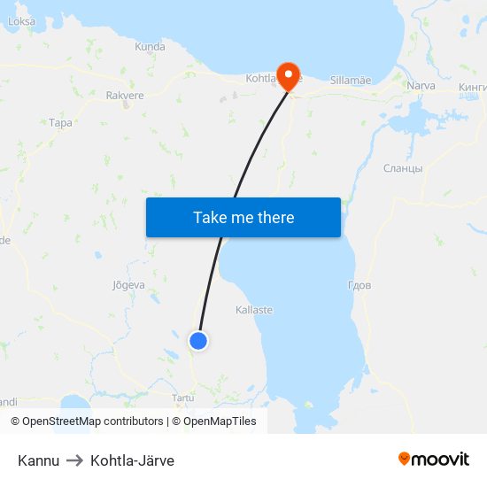 Kannu to Kohtla-Järve map