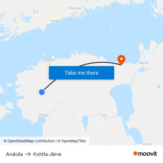 Aruküla to Kohtla-Järve map