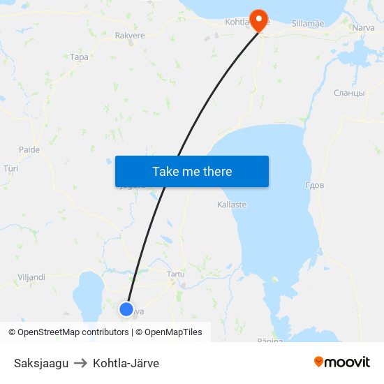 Saksjaagu to Kohtla-Järve map