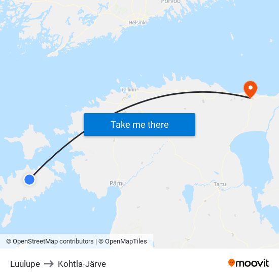 Luulupe to Kohtla-Järve map