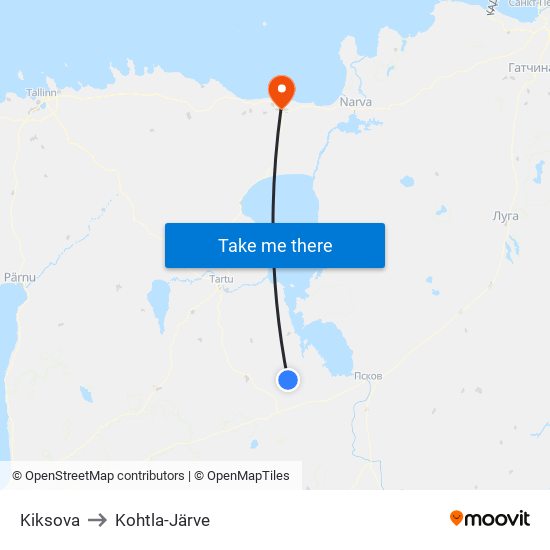 Kiksova to Kohtla-Järve map