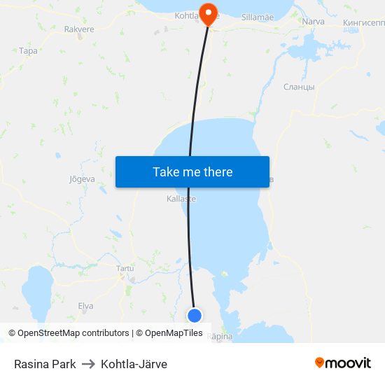 Rasina Park to Kohtla-Järve map