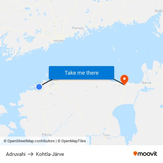 Adruvahi to Kohtla-Järve map