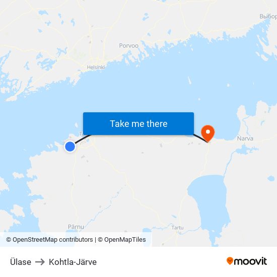 Ülase to Kohtla-Järve map