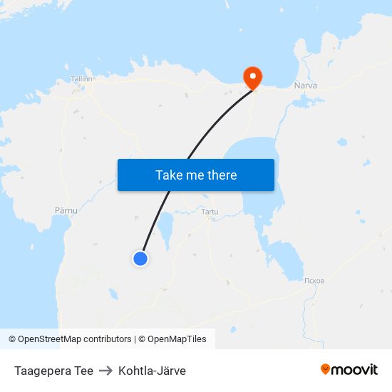 Taagepera Tee to Kohtla-Järve map