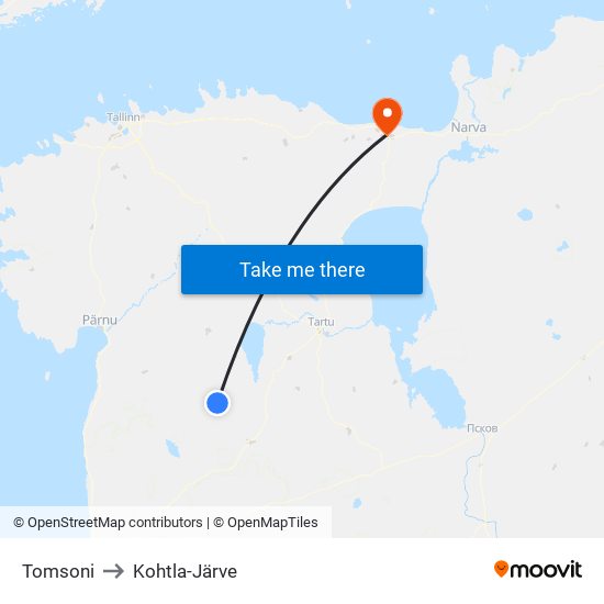Tomsoni to Kohtla-Järve map