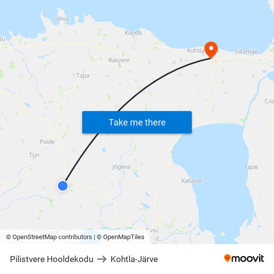 Pilistvere Hooldekodu to Kohtla-Järve map