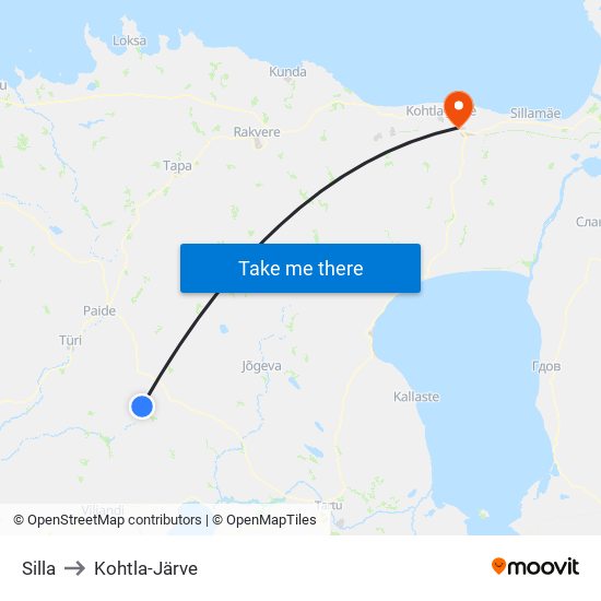 Silla to Kohtla-Järve map