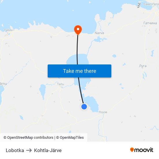 Lobotka to Kohtla-Järve map