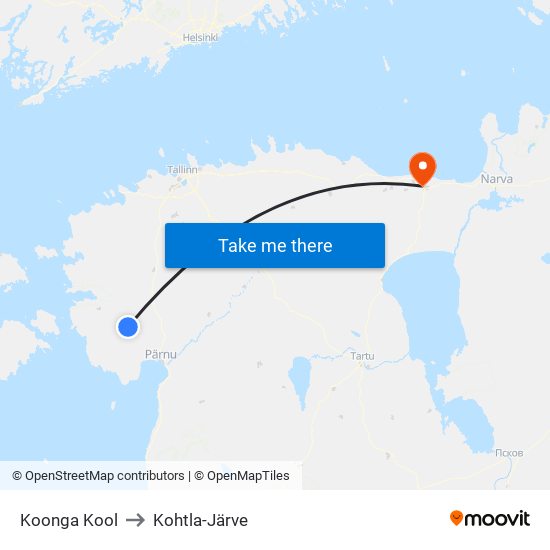 Koonga Kool to Kohtla-Järve map