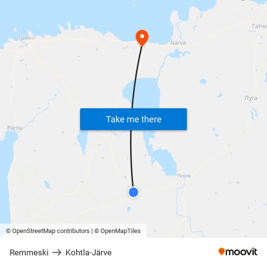 Remmeski to Kohtla-Järve map