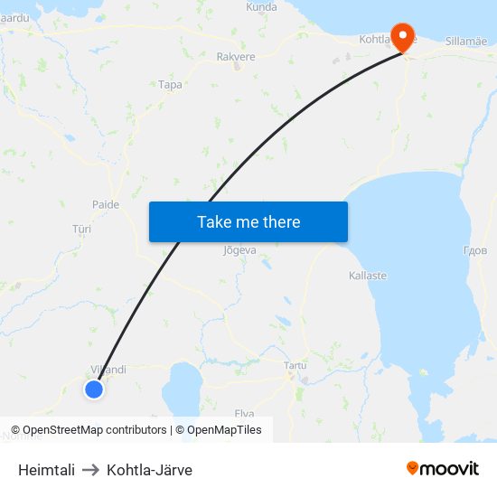 Heimtali to Kohtla-Järve map