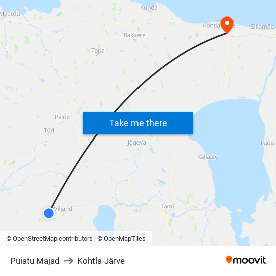 Puiatu Majad to Kohtla-Järve map