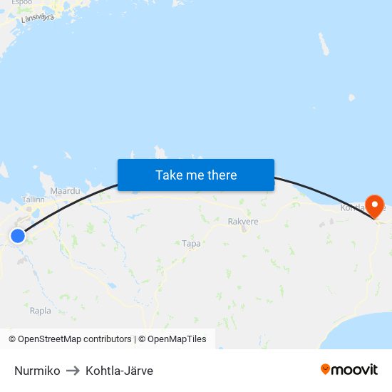 Nurmiko to Kohtla-Järve map
