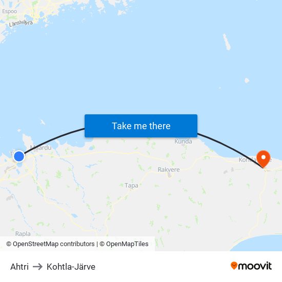 Ahtri to Kohtla-Järve map