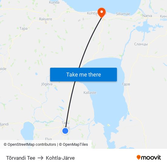 Tõrvandi Tee to Kohtla-Järve map