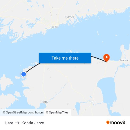 Hara to Kohtla-Järve map