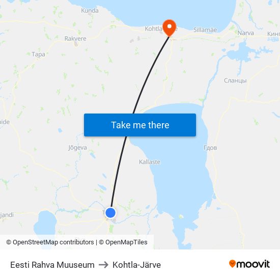Eesti Rahva Muuseum to Kohtla-Järve map