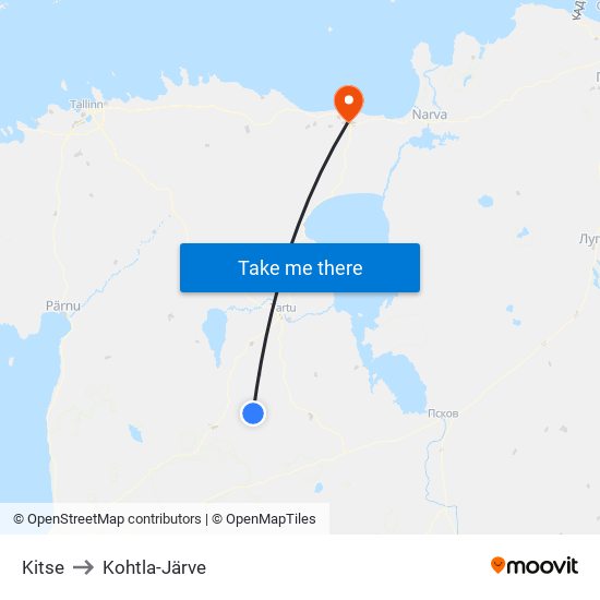 Kitse to Kohtla-Järve map