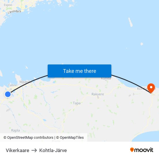 Vikerkaare to Kohtla-Järve map