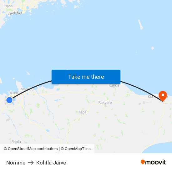 Nõmme to Kohtla-Järve map