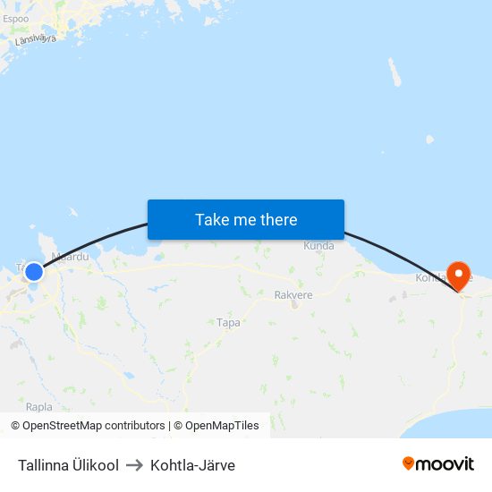 Tallinna Ülikool to Kohtla-Järve map