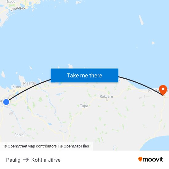 Paulig to Kohtla-Järve map