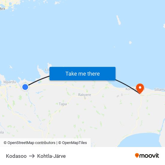 Kodasoo to Kohtla-Järve map