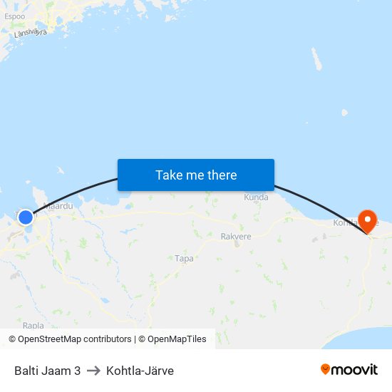 Balti Jaam 3 to Kohtla-Järve map