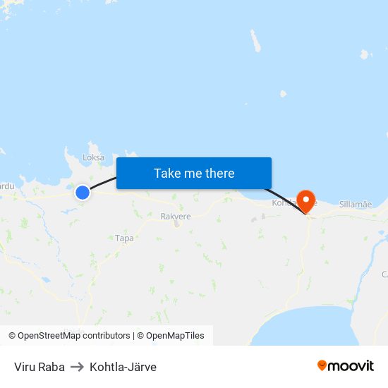 Viru Raba to Kohtla-Järve map