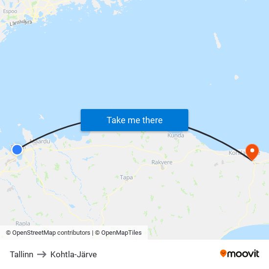 Tallinn to Kohtla-Järve map