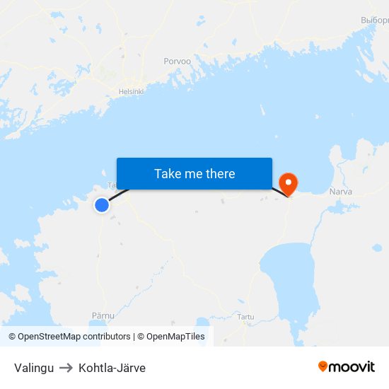 Valingu to Kohtla-Järve map