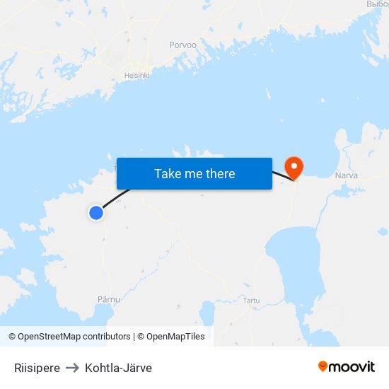 Riisipere to Kohtla-Järve map