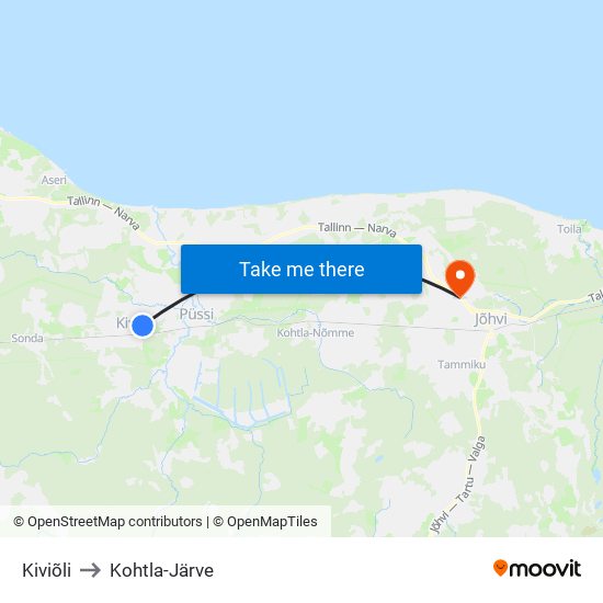 Kiviõli to Kohtla-Järve map