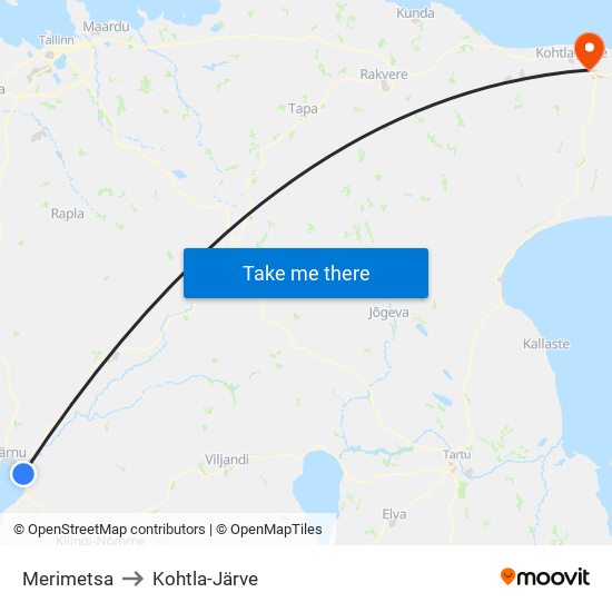 Merimetsa to Kohtla-Järve map