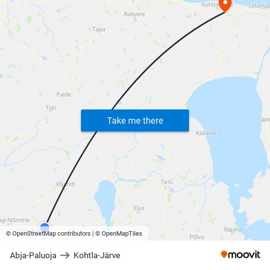 Abja-Paluoja to Kohtla-Järve map